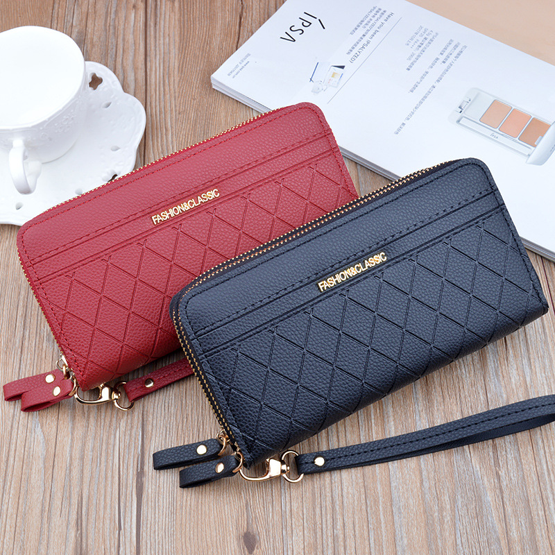 Lang damelommebok damevesker dusk myntveske kortholder lommebøker dame pu-skinn clutch