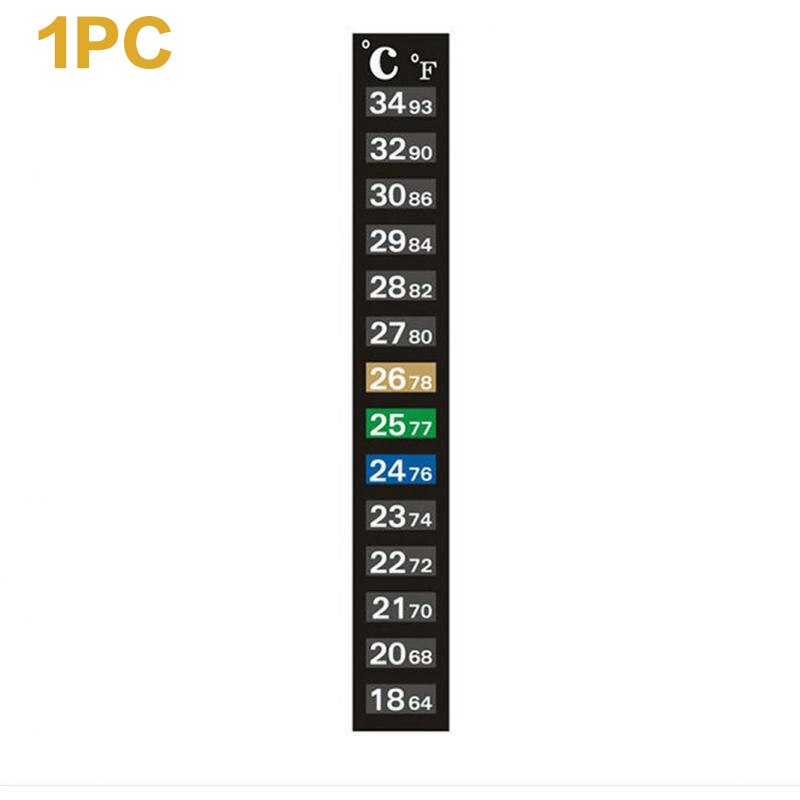 1-5pcs Aquarium Fish Tank Thermometers Strip Stick-on Discolor Thermometer Temperature Sticker Adhesive Sticky Dual Scale 18-34: 1pc