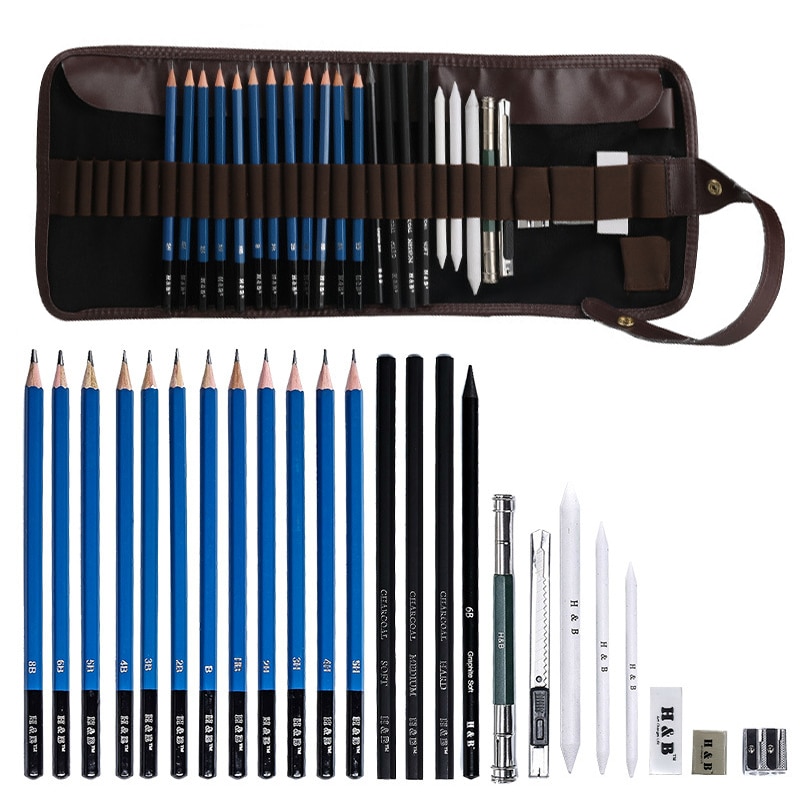 Sketch Set for Beginners Students with Adult Hand-painted Painting Art Tools 24 pcs/set HB-PB24SS