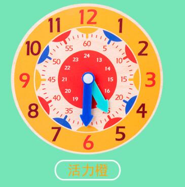 Wooden Clock Toys Hour Minute Second Cognition Colorful Clocks Toys for Kids Early Preschool Teaching Aids: e