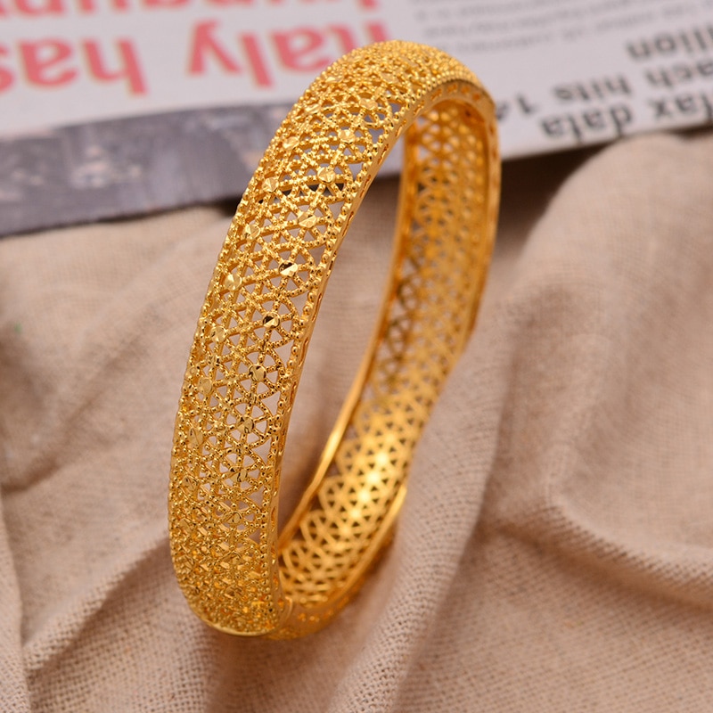24k 1 stk dubai brud gullfarge armbånd for kvinner etiopisk armbånd armbånd afrikanske smykker midtøsten arabiske ornamenter