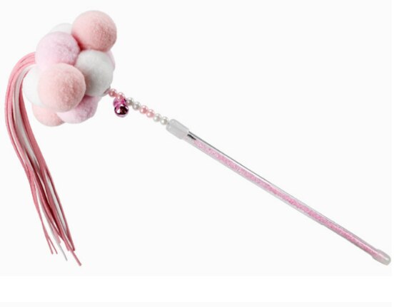 Jouet de chat amusant et pompon en plumes fait à la main, bâton de chat amusant, Douyou ou adulte, bâton de chat: Rose