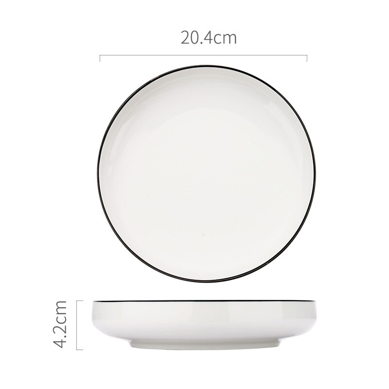Płyta ceramiczna stek talerz styl skandynawski czarne obramowanie zastawa stołowa miska ins talerze obiadowe wysokiej klasy porcelanowa zastawa stołowa: 8 cal zupa Plate