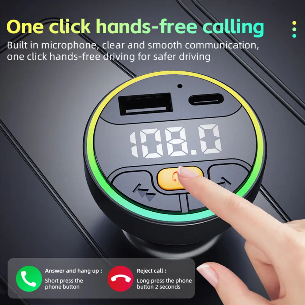 Car FM Transmitter Bluetooth 5.3 Handsfree Wireless Car Kit USB Car Charger Auto Radio Fm Modulator Mp3 Player Adapter