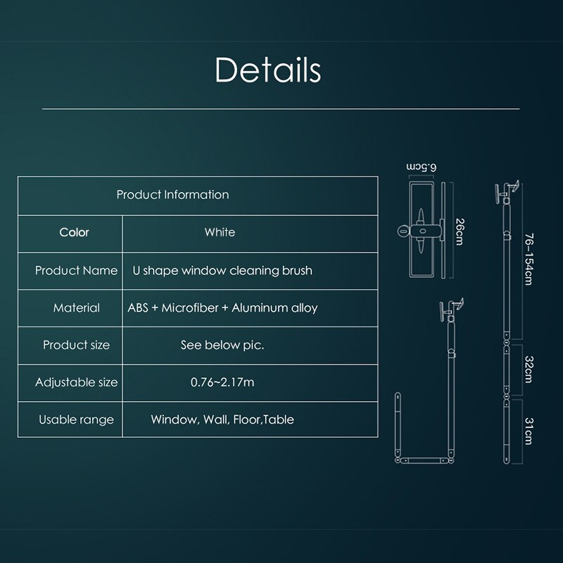 SDARISB Window Squeegee Microfiber Extendable Window Scrubber Washer Cleaner Tools 180 Rotatable Cleaning Brush for High Window