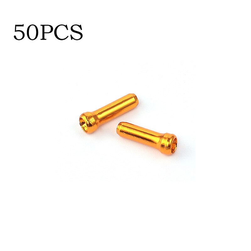 Palanca de cambios de freno para bicicleta de montaña, Cable interno consejos engarzados de aluminio, pieza de ciclismo deportivo, casquillos finales, accesorios para bicicleta, 50 Uds.: gold  50pcs