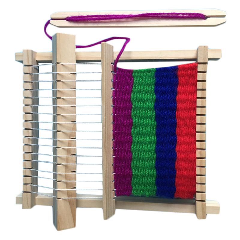 Juguetes de punto de madera para niños, máquina de tejer de hilo de lana artesanal, niña y niño tejedora educativa para (caqui)