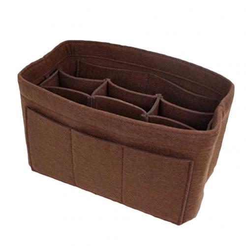 Organizer Insert Bag Women Nylon Travel Insert Organizer Handbag Purse Large liner Lady Makeup Cosmetic Bag Female Tote: Dark Coffee / XL