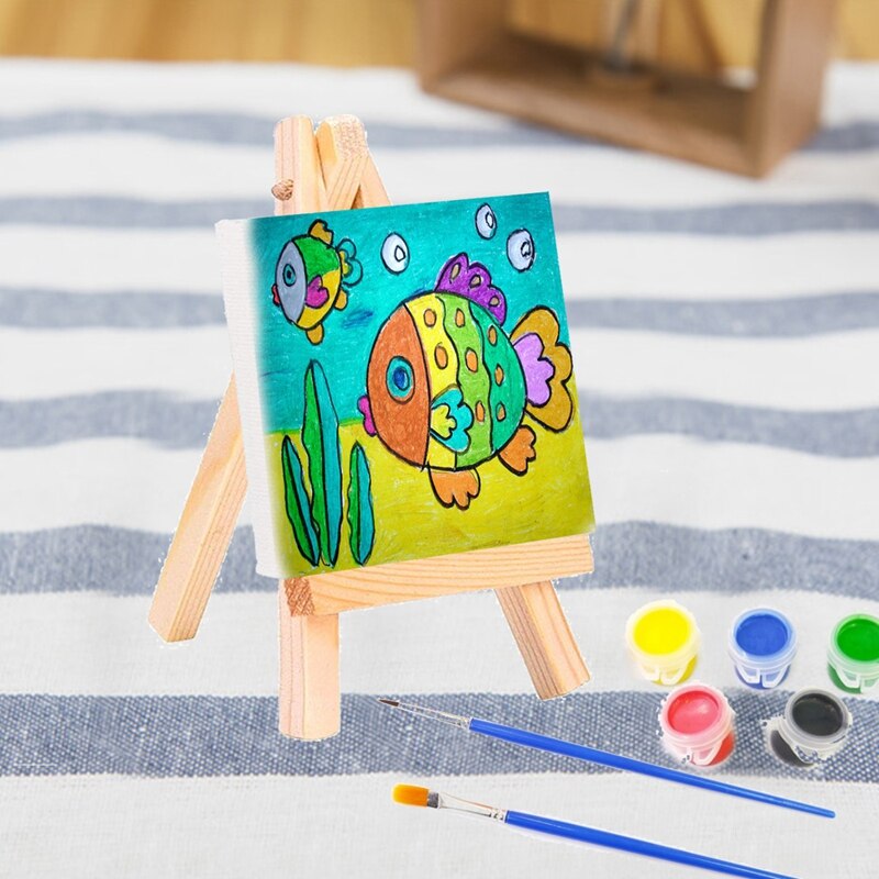 24Set Artists 5 Inch Mini Easel +3 Inch X3 Inch Mini Canvas Set Painting Craft DIY Drawing Small Table Easel