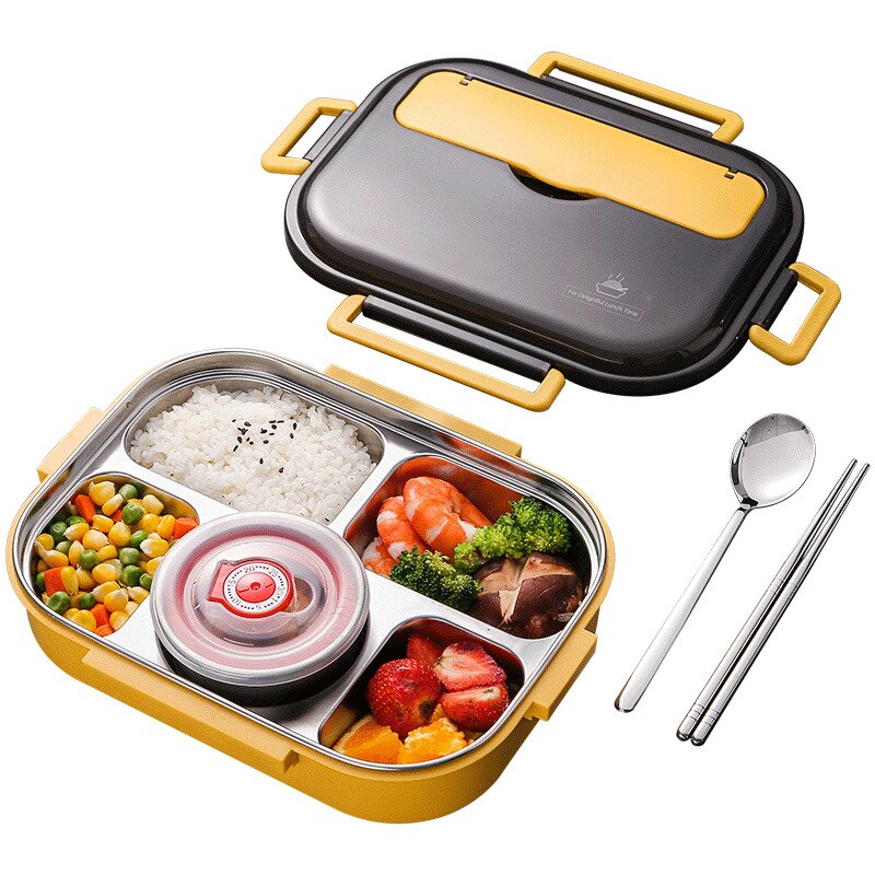 Japanese Lunch Box With Compartment 304 Stainless Steel Bento Box For Kids School Food Container Leak-proof Food Box Thermal