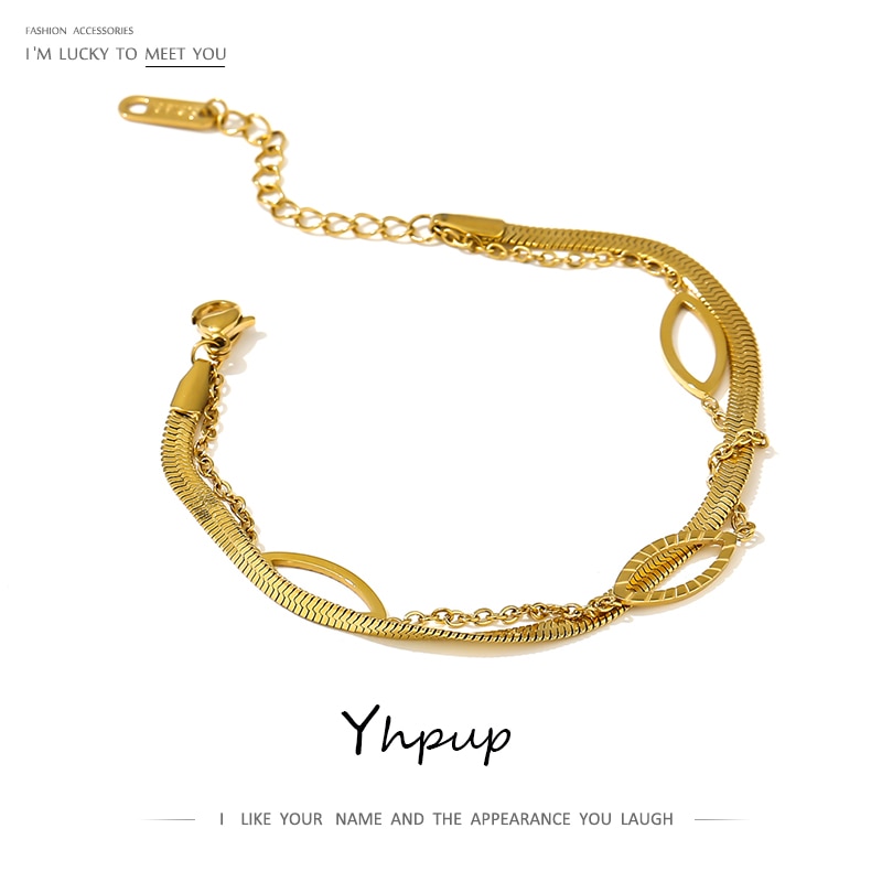 Yhpup couches Bracelets pour femme en acier inoxydable bijoux 18 K plaqué or pulseras joyería acero inoxydable mujer