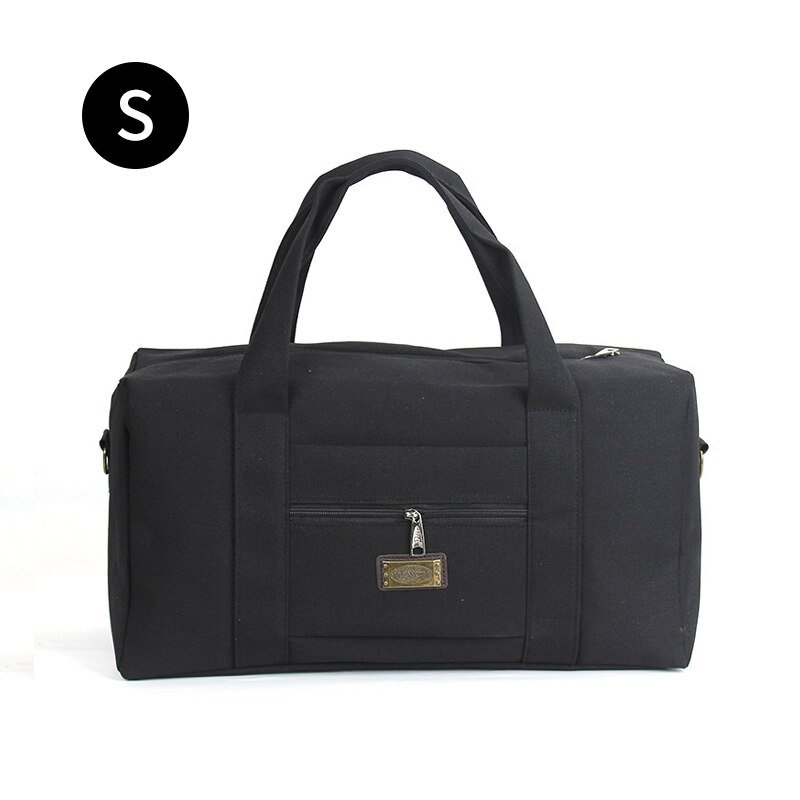 Unisex Zachte Canvas Handtas Reistas Grote Capaciteit Plunjezak Pak Voor Trolley Case Opslag Doek Tool Bagage Tote Bag XA583F: Black S