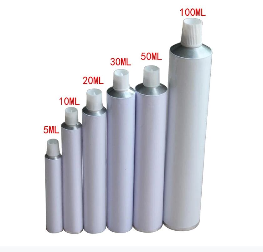50pcs/lot Aluminum Empty Toothpaste Tubes with Needle Cap Unsealed 10ml 20ml 30ml 50ml 100ml