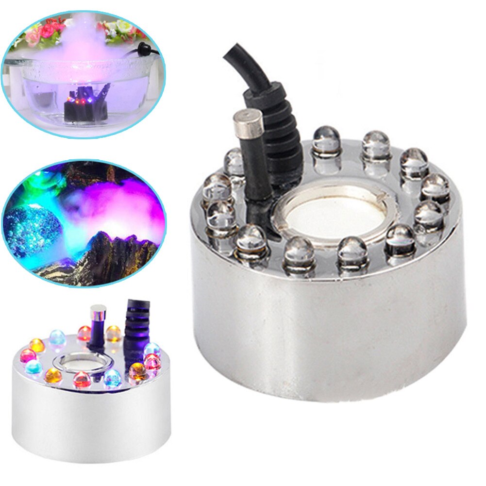 12 Leds Ultrasonic Mist Maker Fogger Water Fountain Pond Fog Machine Atomizer Air Humidifier JA55