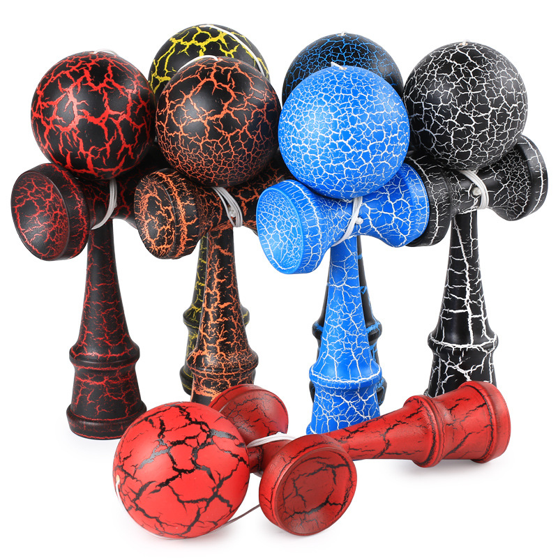 Kids Adult Kendama Wooden Toy 18CM PU Paint Crack Kendama Skillful Juggling Ball Traditional Game Toy Outdoor Sport