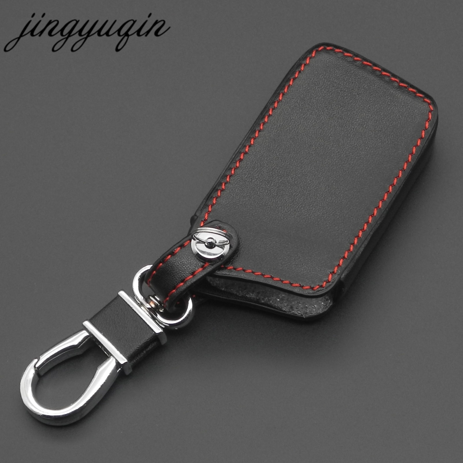 jingyuqin Leather 4 Button Remote Key Case Chain For Lexus NX 200 NX300H RX 350 450H ES 350 ES 300h Car Key Cover Fob Holder