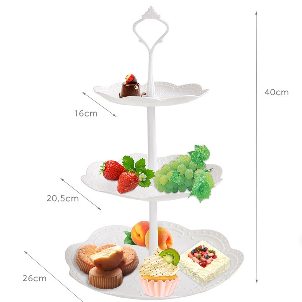 3 Tier Taart Plaat Stand Afternoon Tea Bruiloft Platen Deel Dessertbord Fruit Opbergrek Tablewaretool Houder: B