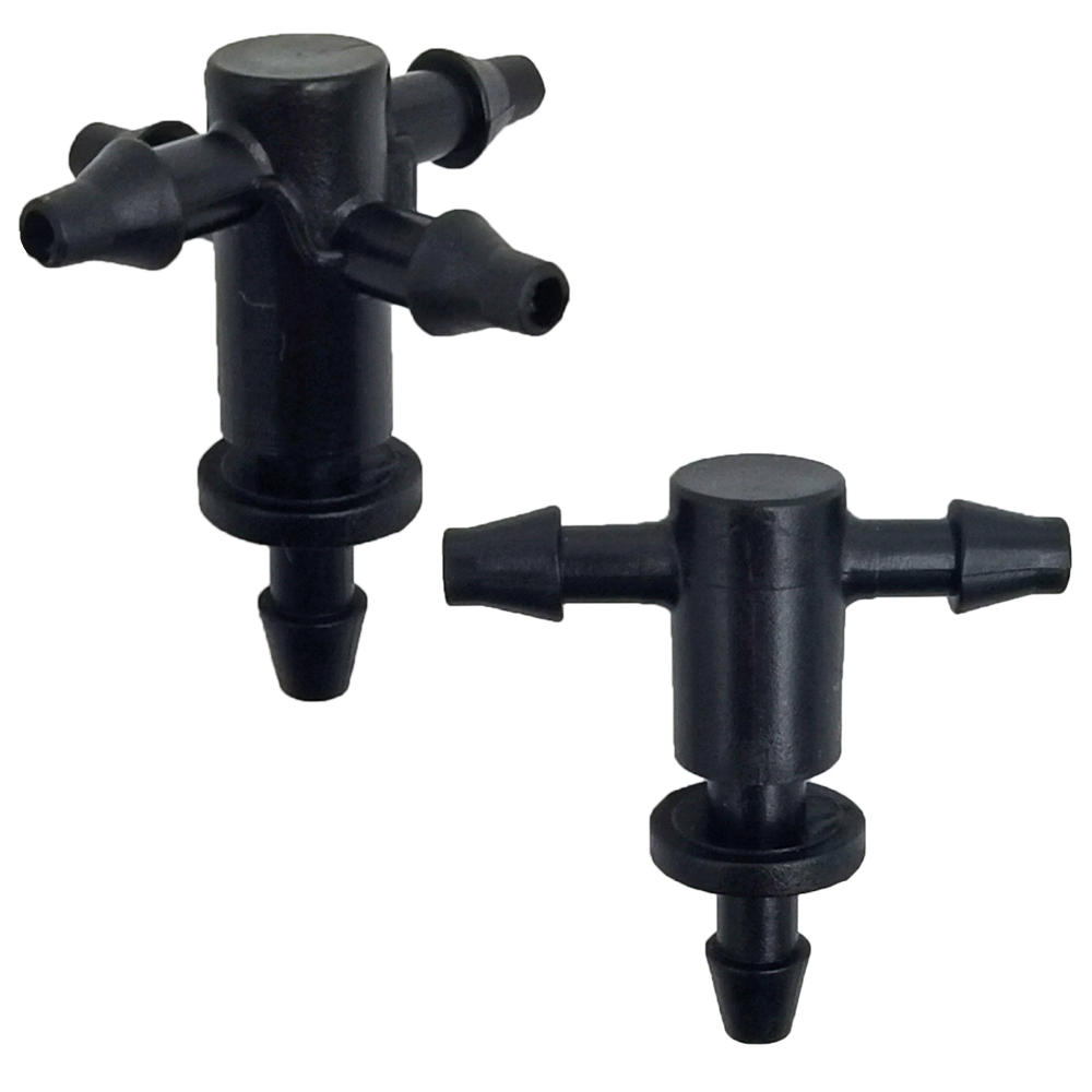 OASIS-manguera recta de 3/5mm con púas de 20 piezas, conector rápido de riego por goteo para jardín, con divisor de 2 vías y 4 vías