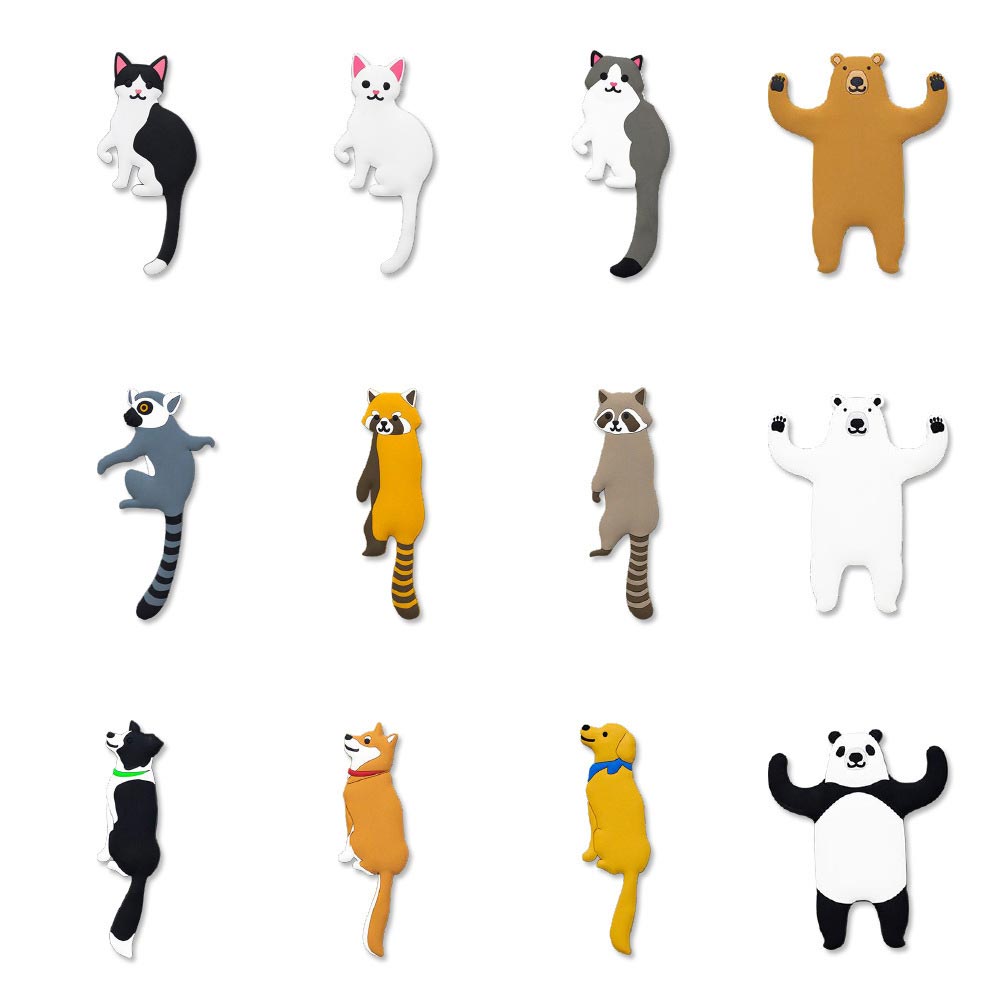 Dierenhaken sleutelhanger decoratieve beer hond kat wasbeer haak 2pc/ paar schattige dieren wandhaken hanger accessoire voor sleutels diversen
