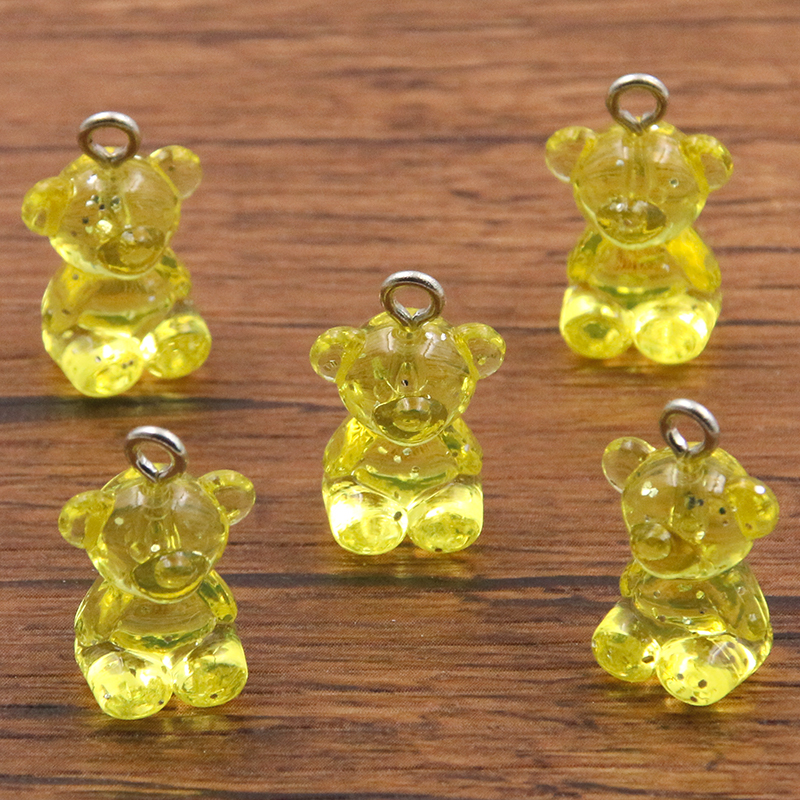 10 Uds., 12x20mm, 8 colores, , dijes de oso transparentes, cabujones de resina, collar de caramelo, llavero, colgante, accesorios para hacer bricolaje: Violeta