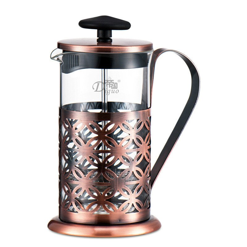 600ml fransk presse kaffemaskine-niveau filtreringssystem  - 304 klasse rustfrit stål - varmebestandigt borosilikatglas