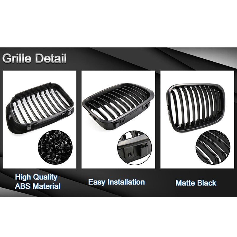 Parrilla negra mate para BMW Serie 3 1998-2001 E46 320I 325I 328I 330I sedán de 4 puertas