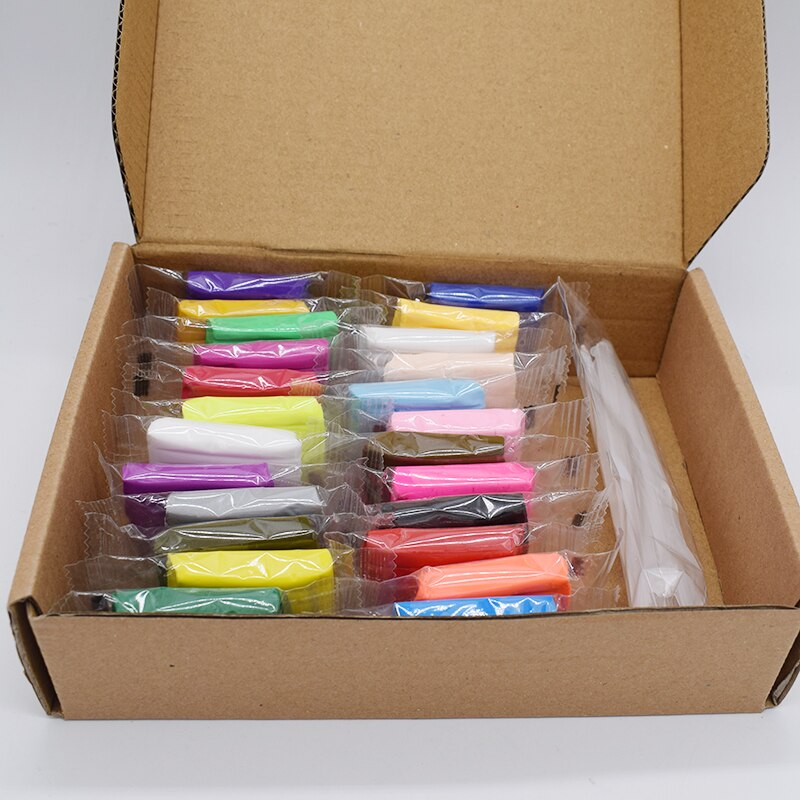 Miljövänlig 24 färg ugn baka lera manualidades sugru mjuk lera polymorf kid diy cadeau luchtbed uv harts lera