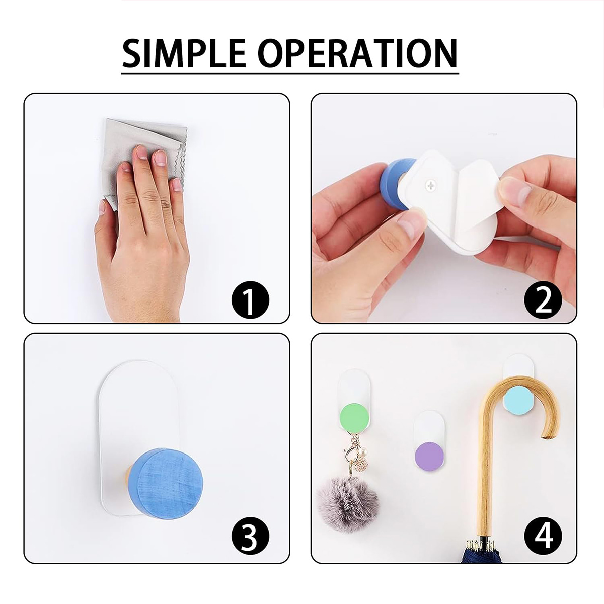 1 stks kleurrijke muurhaken zelfklevende haken geen boren houten kapstokken voor kinderen keuken badkamer woonkamer