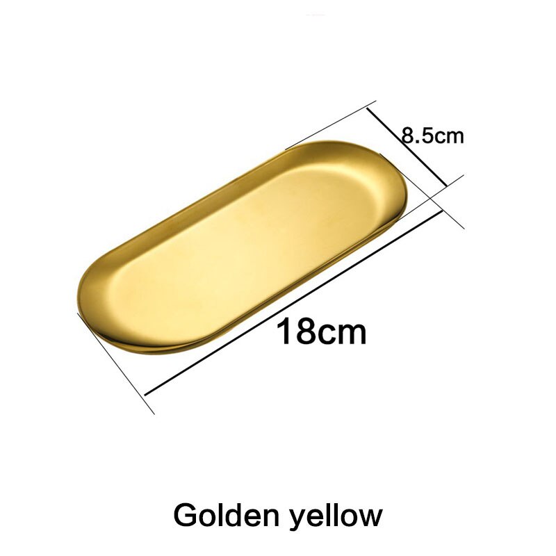 stainless steel plate restaurant tray snack western steak home kitchen tools Fruit plate barbecue plate gold and silver optional: Golden yellow  A