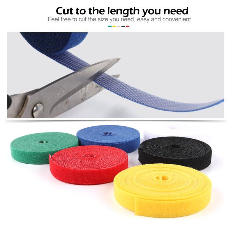 5M Freies Cut Nylon Mehrweg Kabelbinder Lagerung Kabel Computer Daten Kabel Power Kabelbinder Klett Verschluss Management Protector