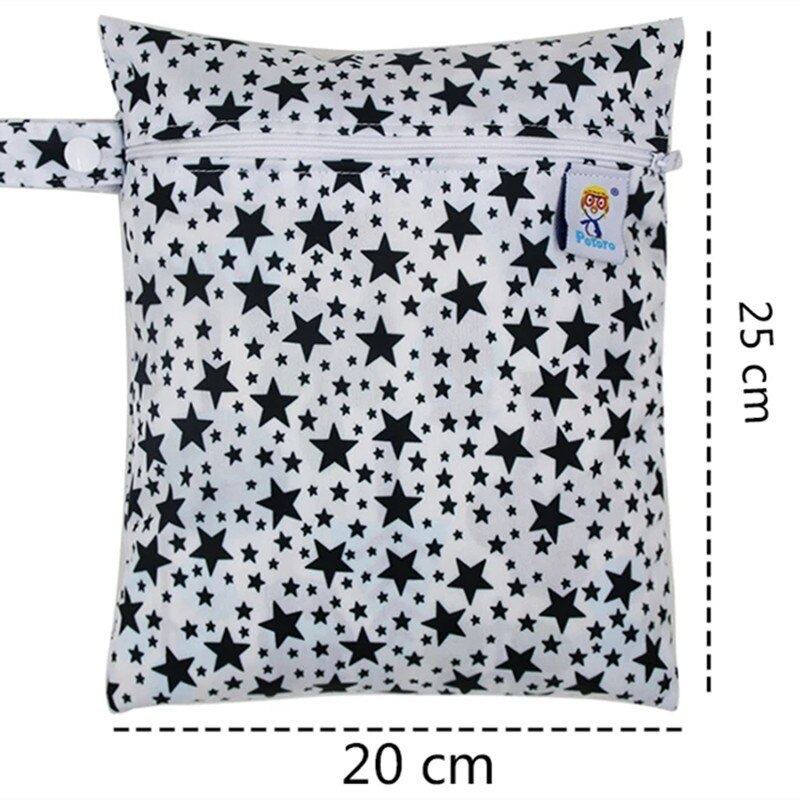 Printed Pocket Wet Bag Waterproof Reusable Nappy Bags PUL Travel Baby Nappy Mini Size Wet Dry Bags Wetbags 25x20cm