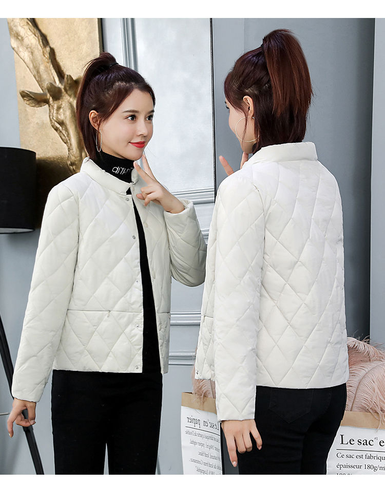 herbst Winter Frauen Jacke Dünne Mantel Neue Baumwolle Jacke frauen Jacke Dünne Dünne Kleidung: Beige Weiß / M