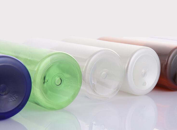 10 stuks/partij 250ml schijfvormige dop fles lege plastic huisdier lotion fles reisformaat plastic flessen voor shampoo