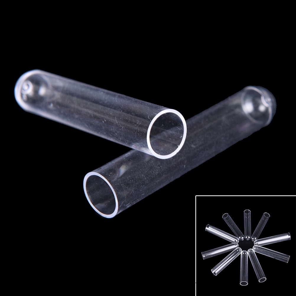 10 stks 12*60mm Clear Plastic Test Tubes Hard plastic test trial buis voor Kantoor School Chemie levert
