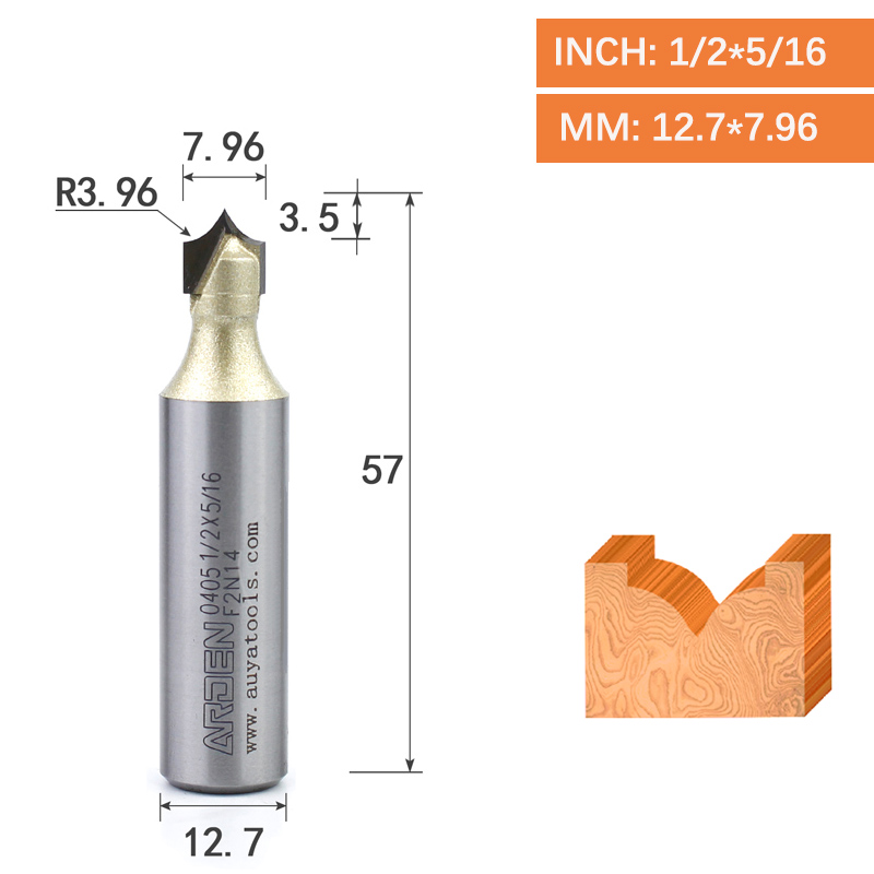 Punta de corte de punta dorada, herramienta de tallado de carburo, punta afilada para carpintería, fresa de borde de arco, broca enrutadora de grabado MDF: 10.5 mm