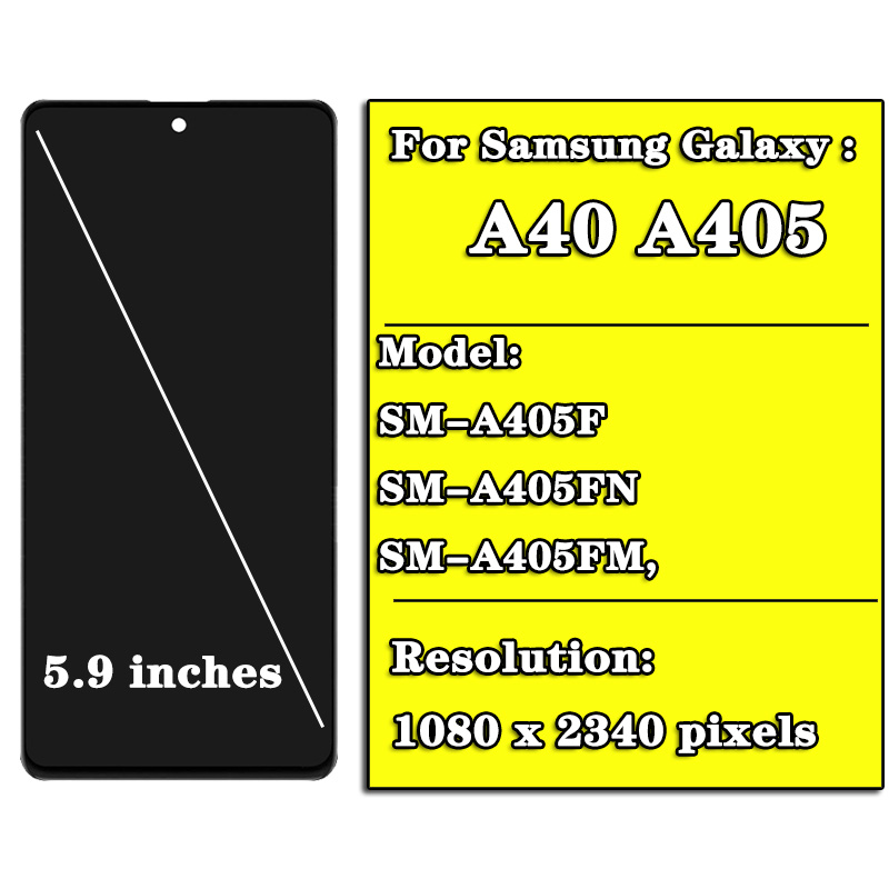 100% TEST LCD For Samsung A40 LCD A405 LCD display touch Screen Digitizer Assembly with frame replacement repair OEM