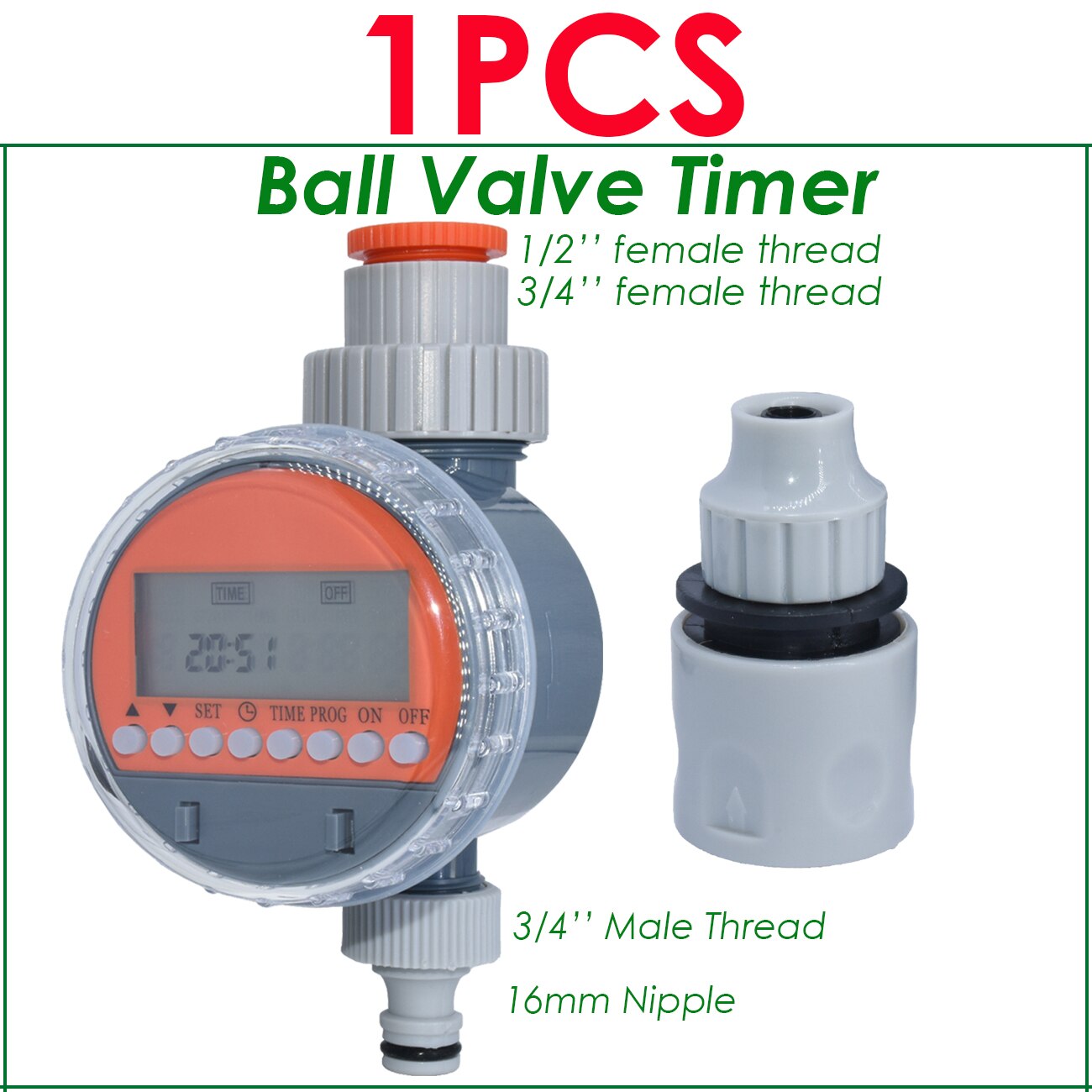 KESLA Garden Irrigation Ball Valve Water Timer LCD Automatic Electronic Irrigator Home Watering Controller System Greenhouse: Ball Valve Timer-A