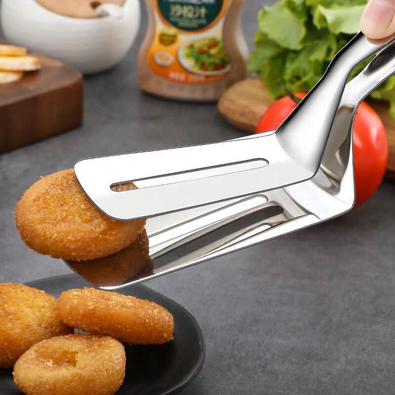 Kitchen Stainless Steel Frying Spatula Kitchenware Pancakes Fried Fish Spatula Clamp Pizza Steak Spatula Clip Kitchen Tools