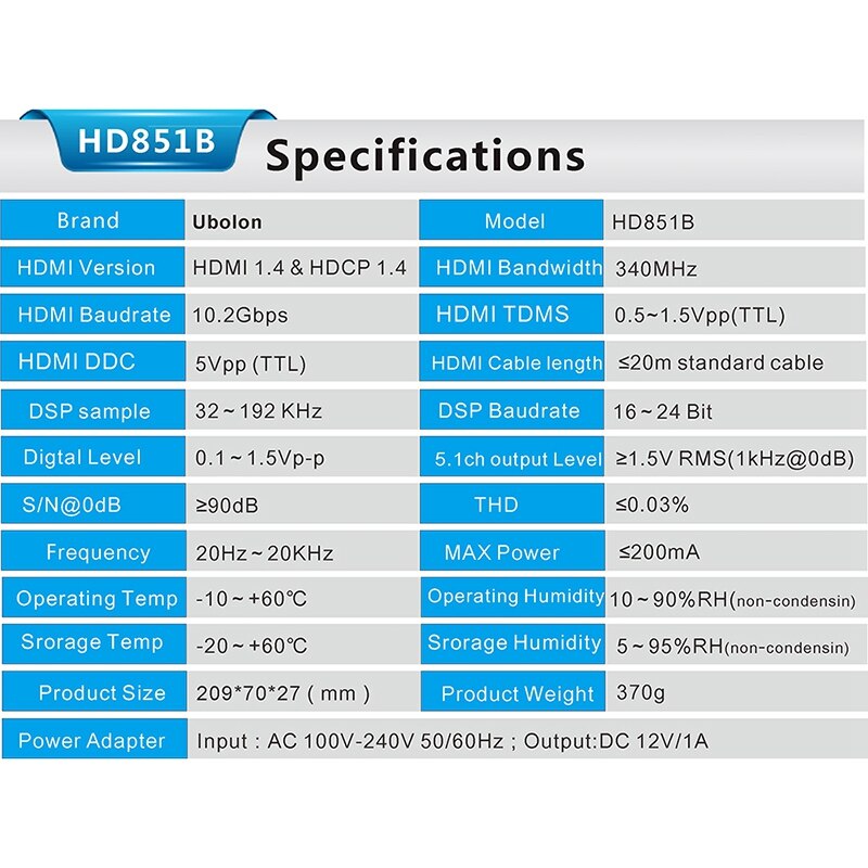 Hdmi 5.1 Ch O Decoder Dac Dts AC3 Flac Ape Hdmi Naar Hdmi Spdif Arc