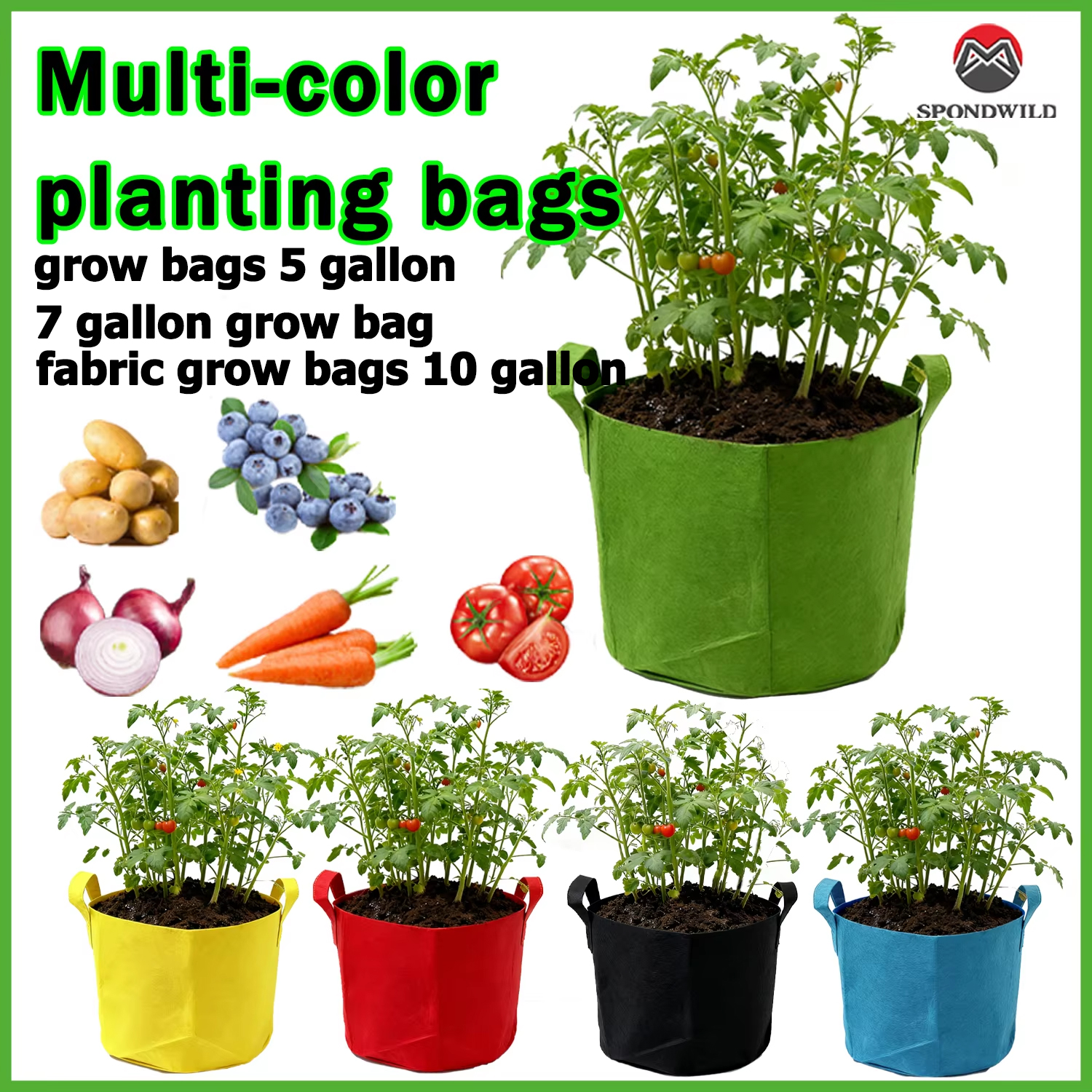 10 Gallon Grow Bags for Vegetable/Flower/Plant, 5 Gallon Aeration Fabric Pots with Handles Cloth Pots for Plants Garden