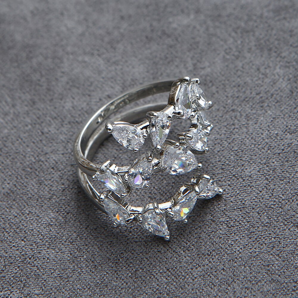 Luxe Elegante Brazilië Initial Stapelbare Ringen Voor Vrouwen Bruiloft 5A Cz Vinger Passen 3-Cyclus Ring Strand Sieraden HXR005