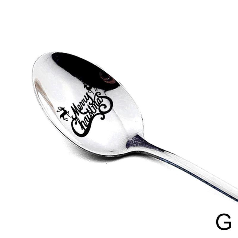 Year Metal Merry Christmas Spoons Xmas Party Tableware Ornaments Christmas Decorations for Home Table Navidad Noel: G