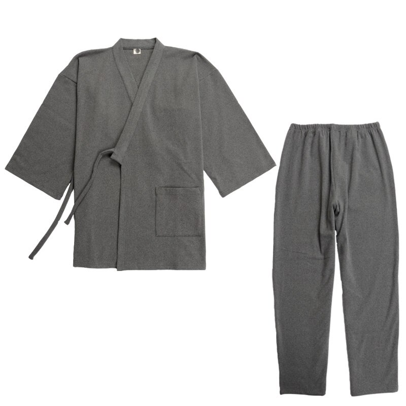 Japonés estilo Retro de algodón de los hombres pantalones de pijama conjunto antiguo tradicional Albornoz de Kimono trajes Hanfu dormir y salón
