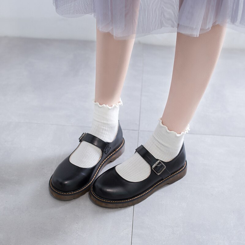 Petit japonais chaussures en cuir femmes anglais printemps étudiant collège Style rétro Mary Jane chaussures soeur souple basique Jk uniforme Sho
