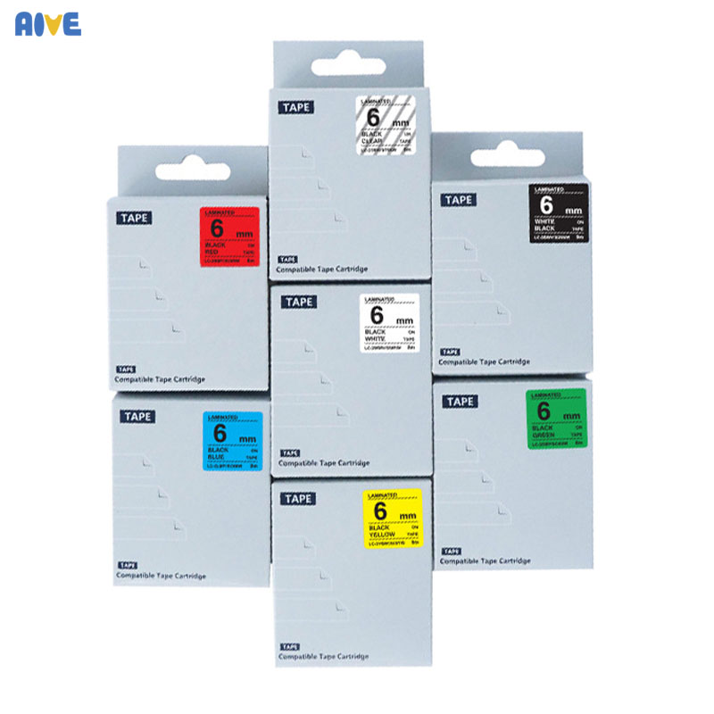 Aive 6MM label Tapes SC6YW Compatible for EPSON LW-700 600P 1000P Z900 K400 kingjim SR230C SR530C label Printer Black on White