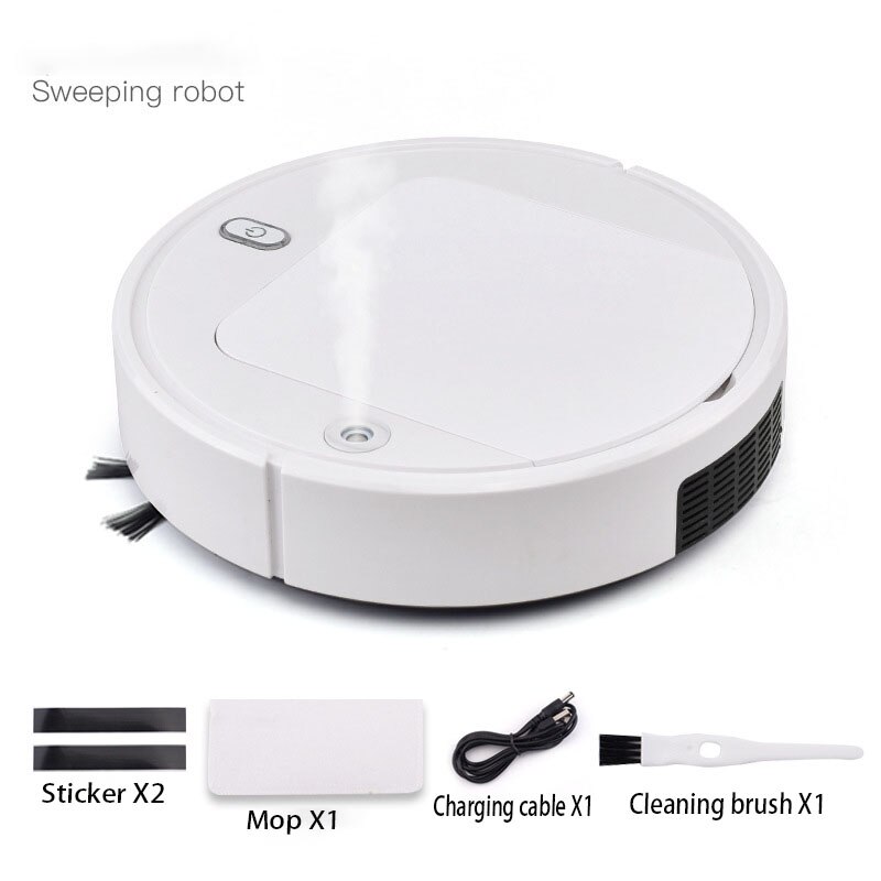 Multifunktionel støvsuger smart gulvrenser 4- i -1 usb genopladelig fejerobot tør våd fejesuger: Hvid