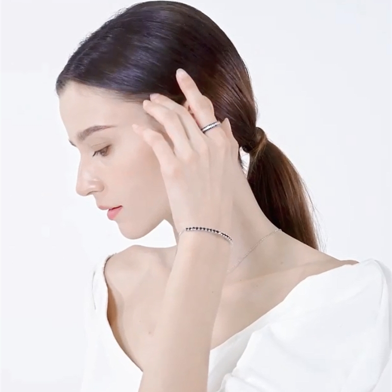 Zwart Awn Zilver Kleur Zilver Charm Armband Vrouwen Bruiloft Sieraden S010