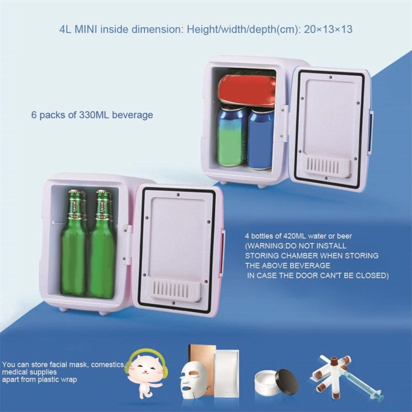 Mini nevera portátil para coche, refrigerador de viaje para el hogar, 12V, 220V, calentador automático, caja de refrigeración de doble uso para oficina, 4L