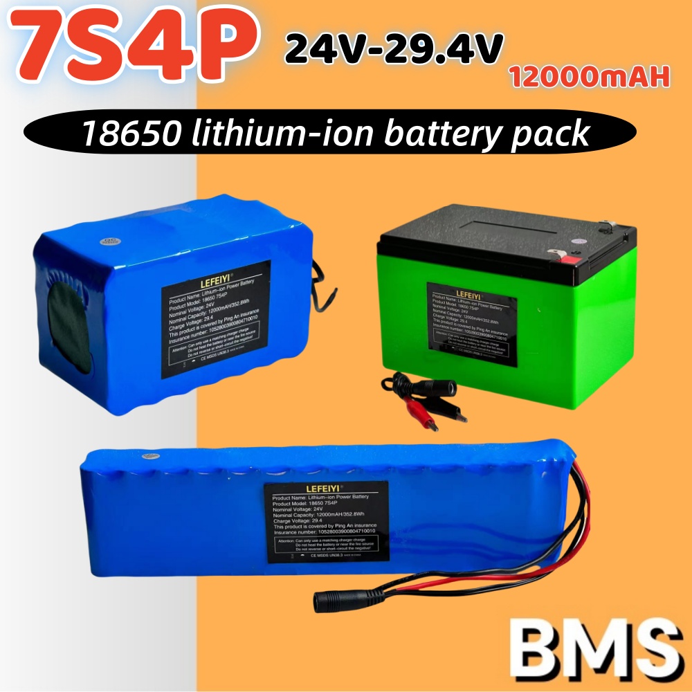 24 V 12000 mAh 18650 7S4P Li-Ionen-Akku 25,2 V, geeignet für den Batteriewechsel von 29,4 V Elektrorollern