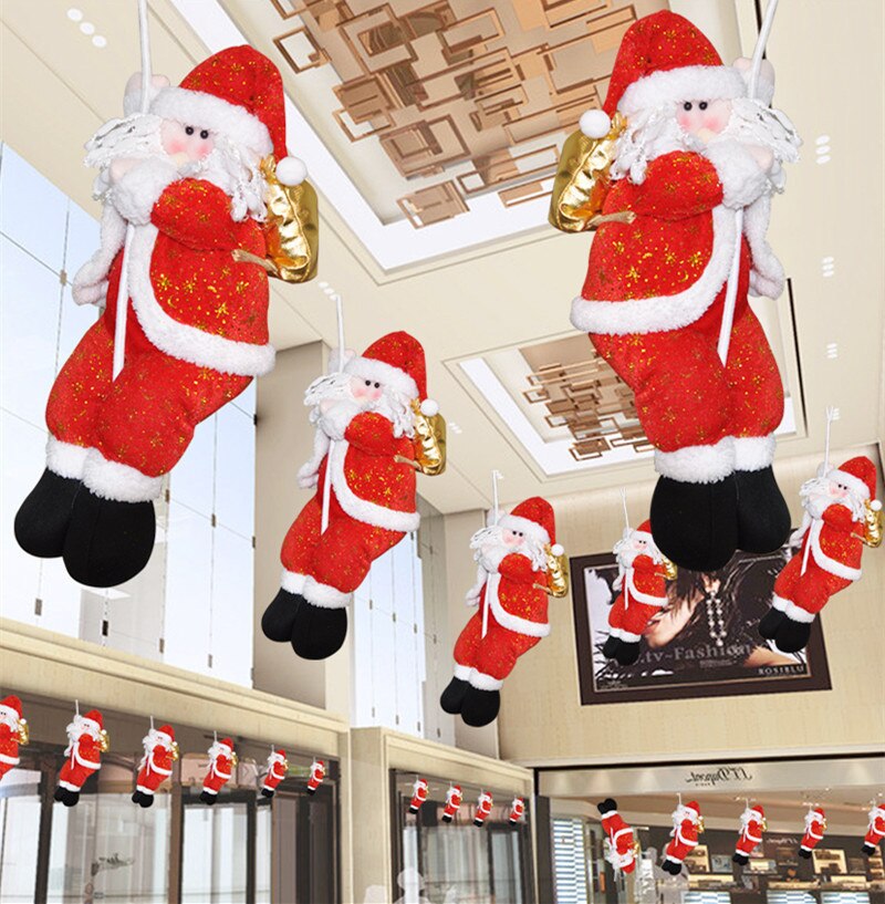 Christmas Decoration Santa Claus Climbing On Rope Wall Window Hanging Xmas With Brand